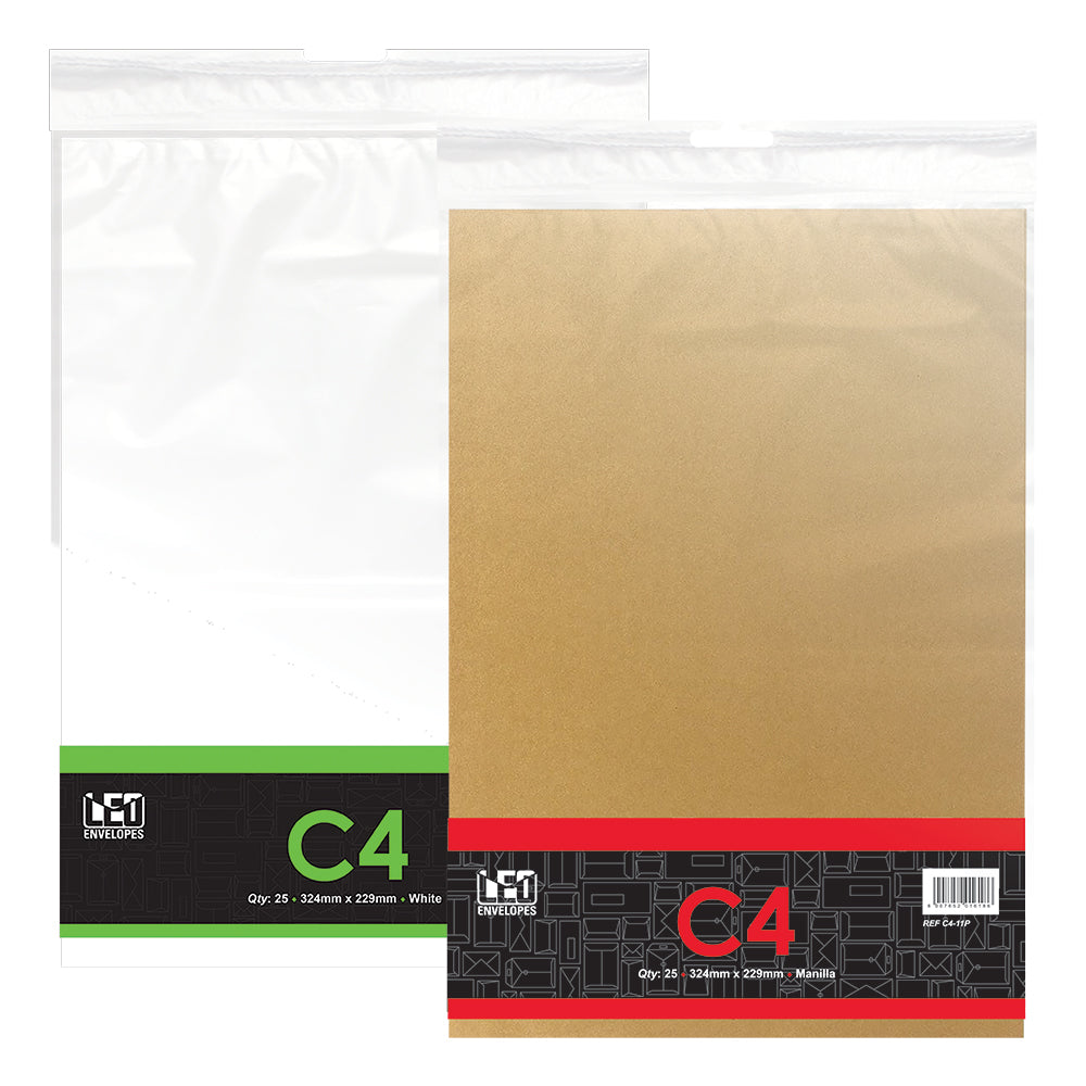 LEO C4 White Pocket Self Seal Envelopes - Pack 25