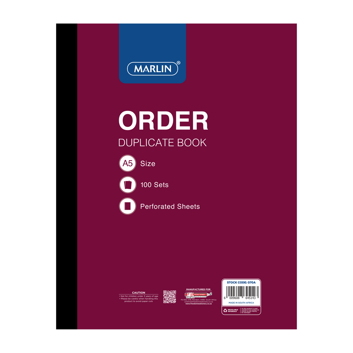Freedom Marlin A5 Order Duplicate Book
