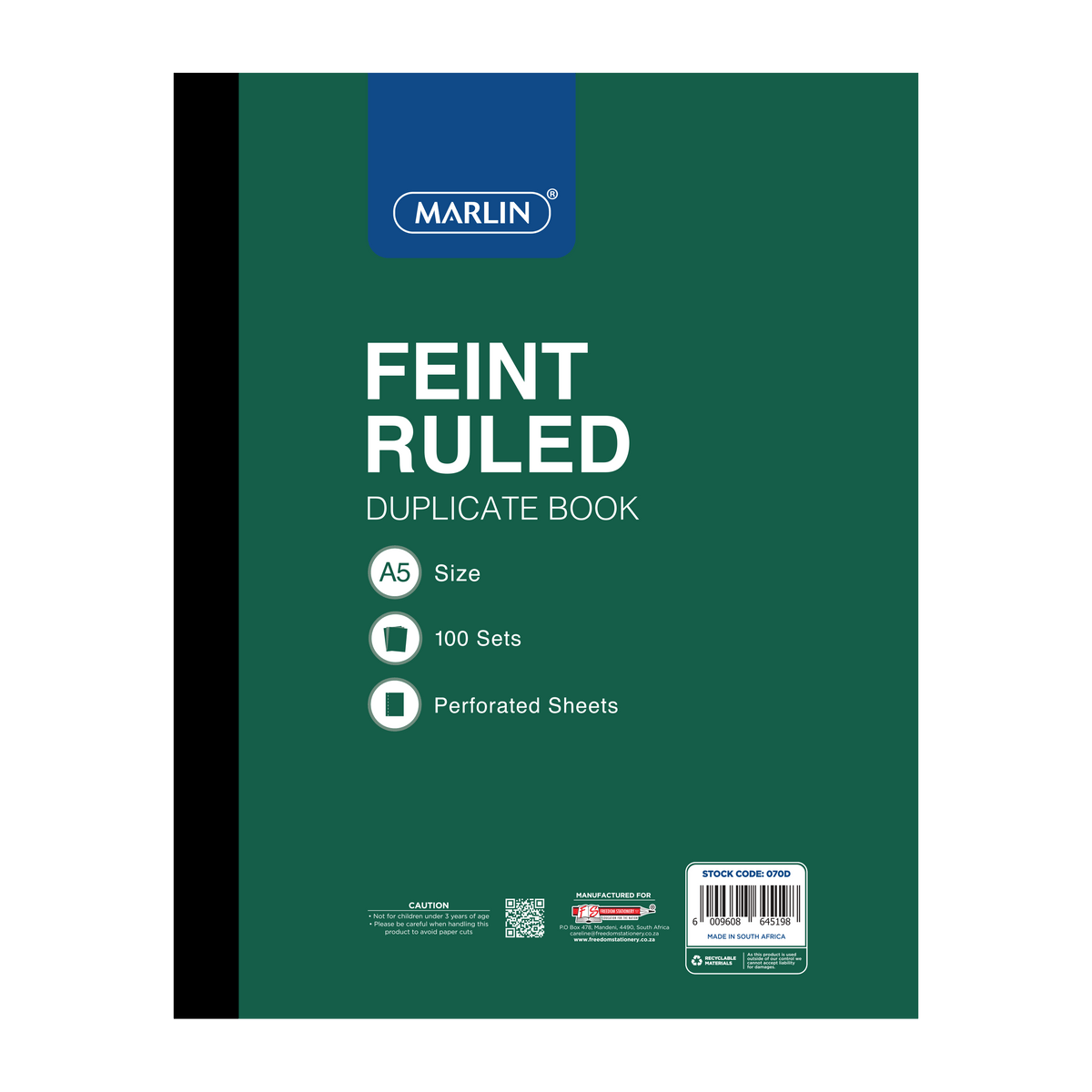 Freedom Marlin A5 Feint Duplicate Book
