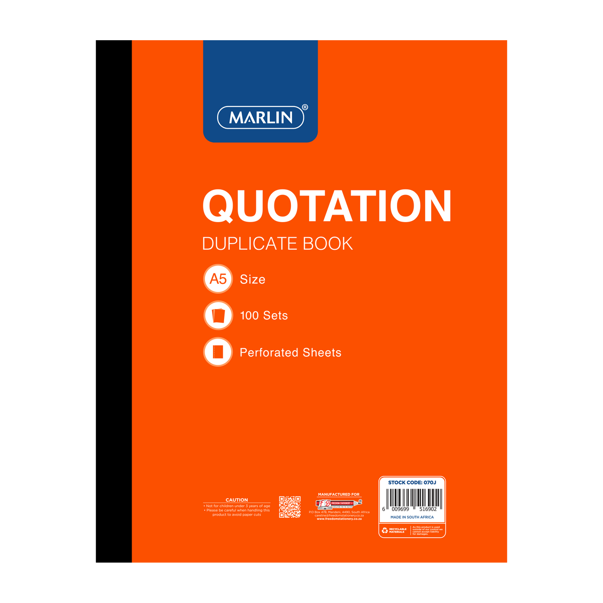 Freedom Marlin A5 Quotation Duplicate Book