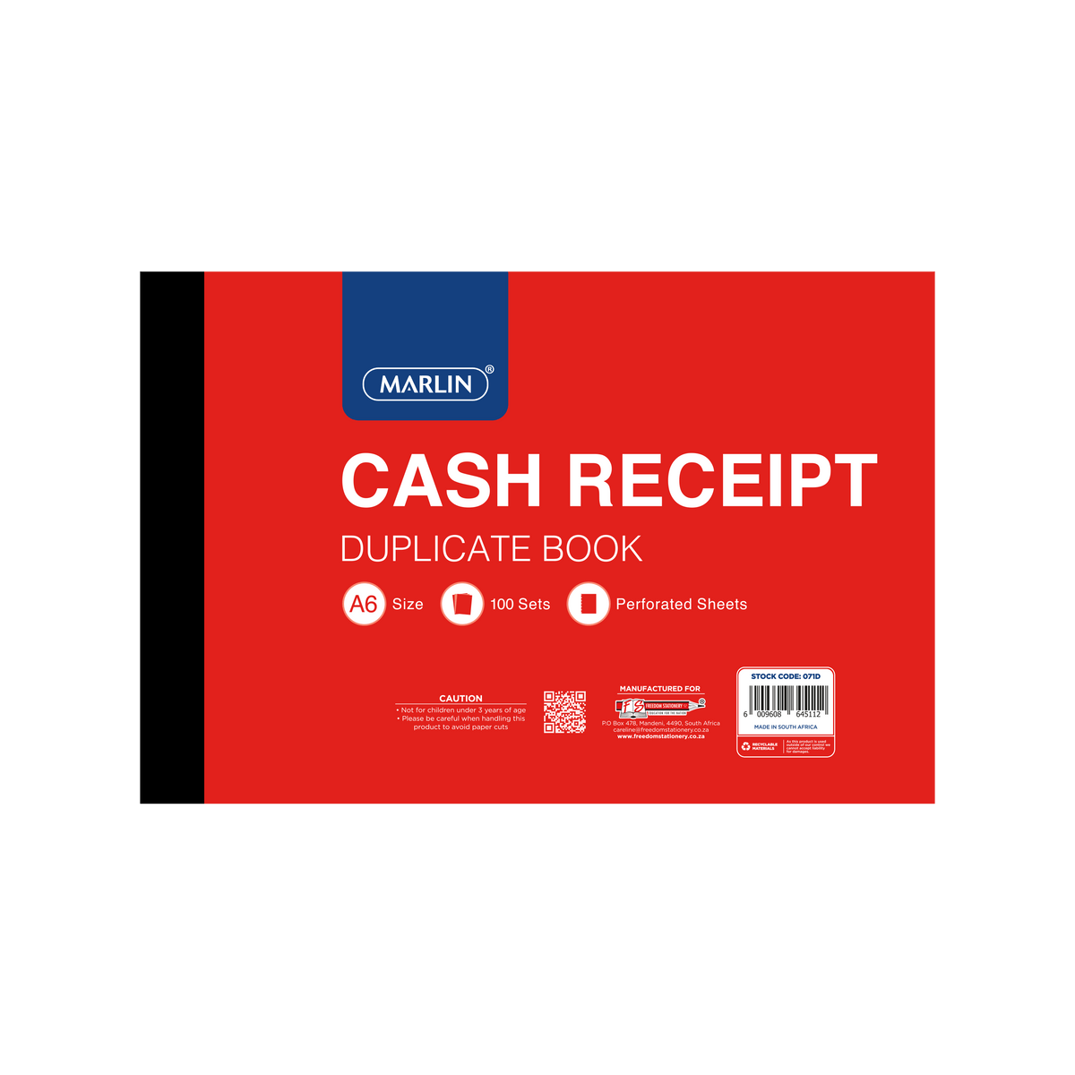 Freedom Marlin A6 Cash Receipt Duplicate Book