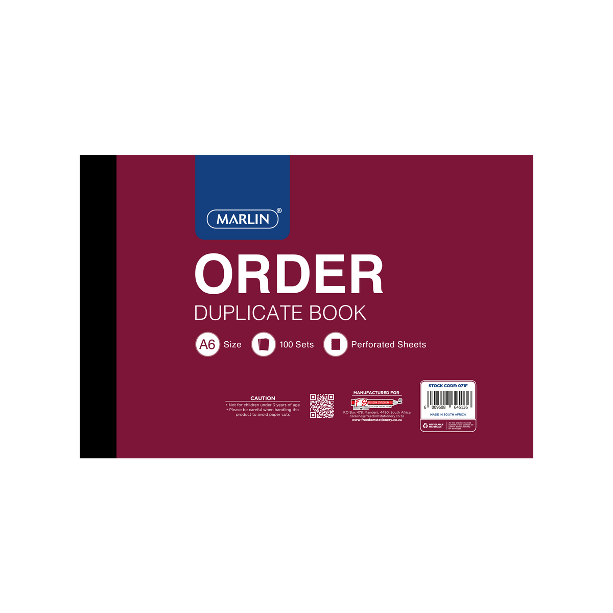 Freedom Marlin A6 Order Duplicate Book
