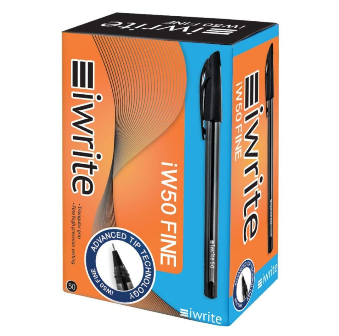 iWrite Clear Colour Barrel Ballpoint Pens Fine - Box of 50