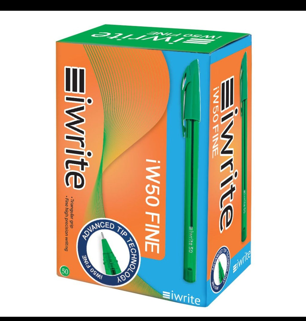 iWrite Clear Colour Barrel Ballpoint Pens Fine - Box of 50