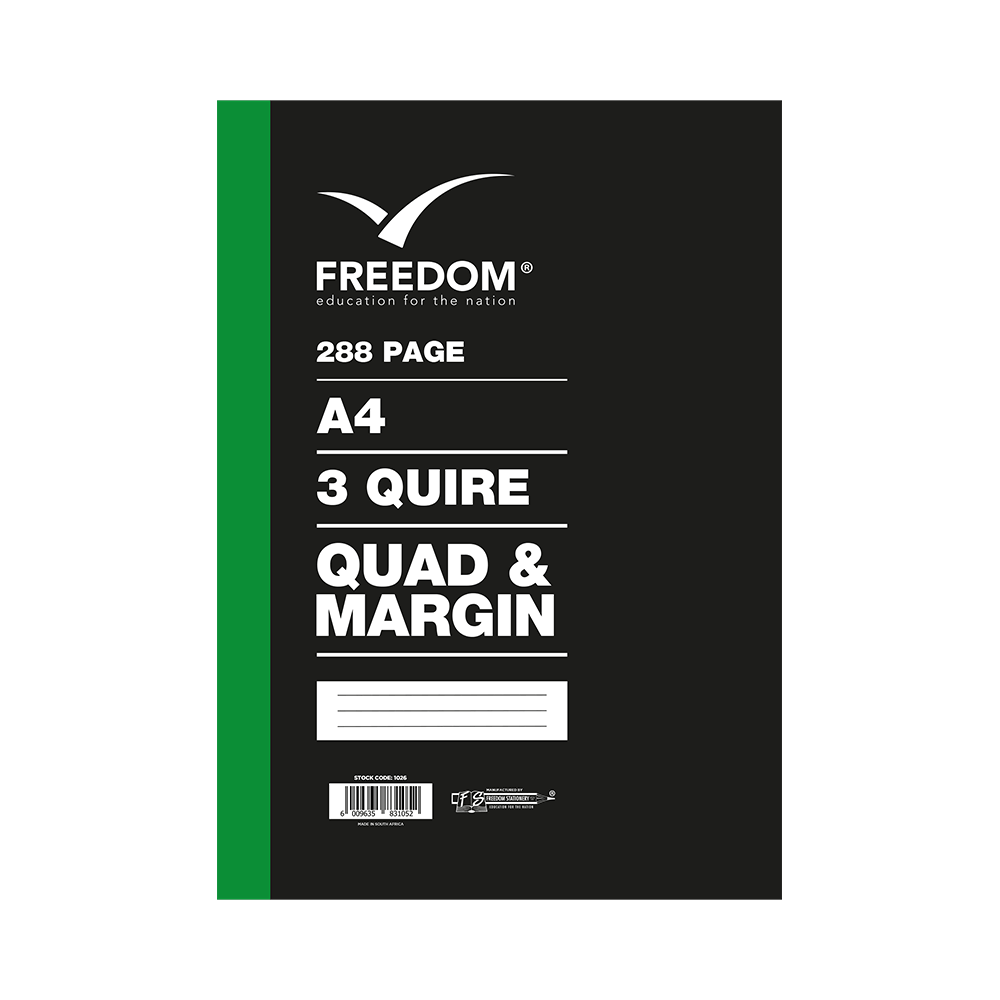 Freedom A4 288 Page Quad & Margin Counter Book