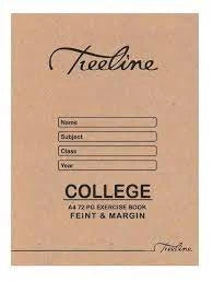 Treeline A4 72 Page Feint & Margin Exercise Book
