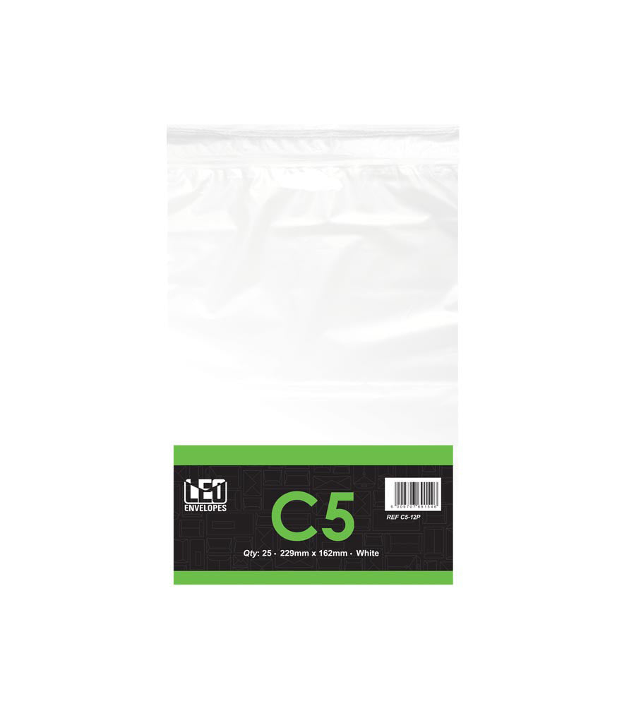 LEO C5 White Self Seal Envelopes - Pack 25