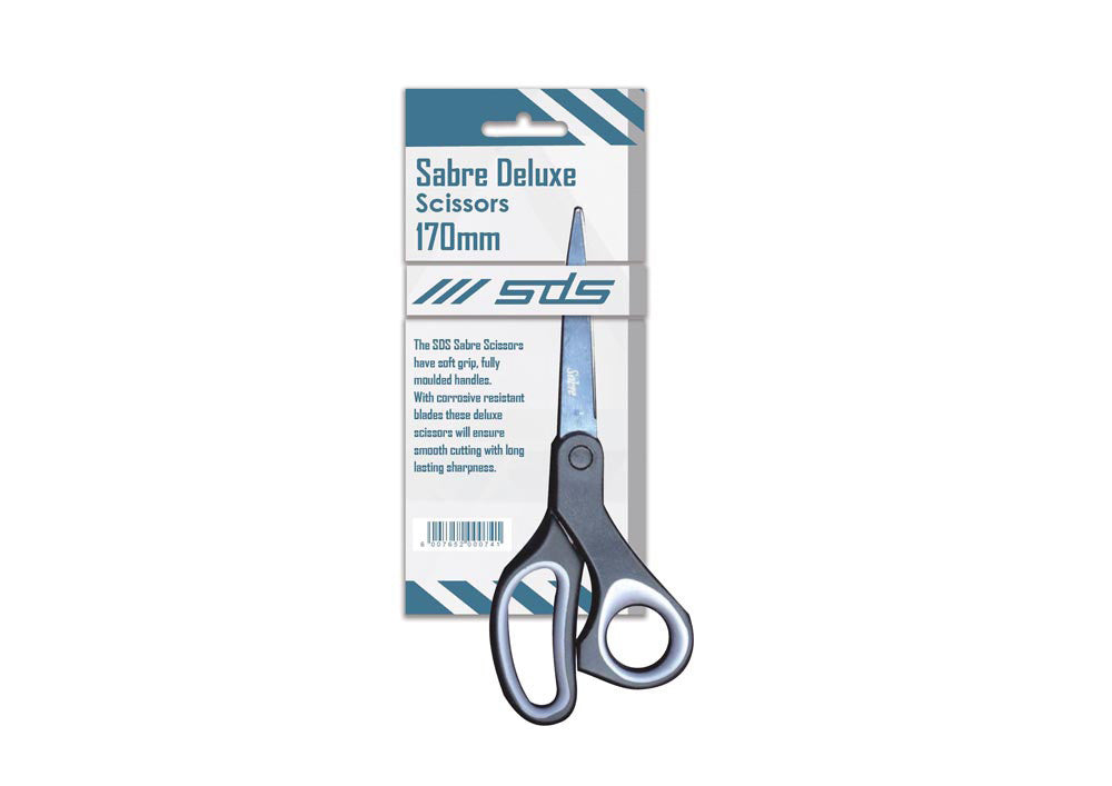 SDS Sabre Deluxe Scissors 170mm with soft-grip black handle