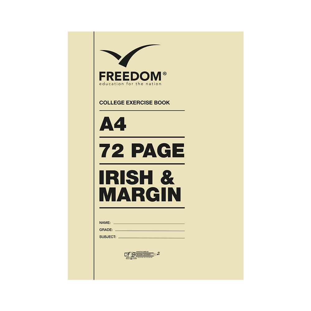 Freedom A4 72 Page Irish & Margin Exercise Book