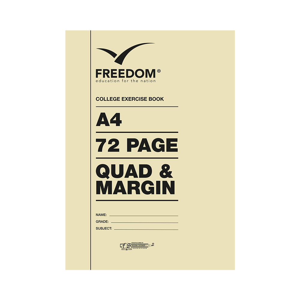 Freedom A4 72 Page Quad & Margin Exercise Book