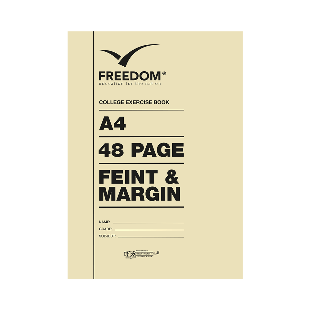 Freedom A4 48 Page Feint & Margin Exercise Book