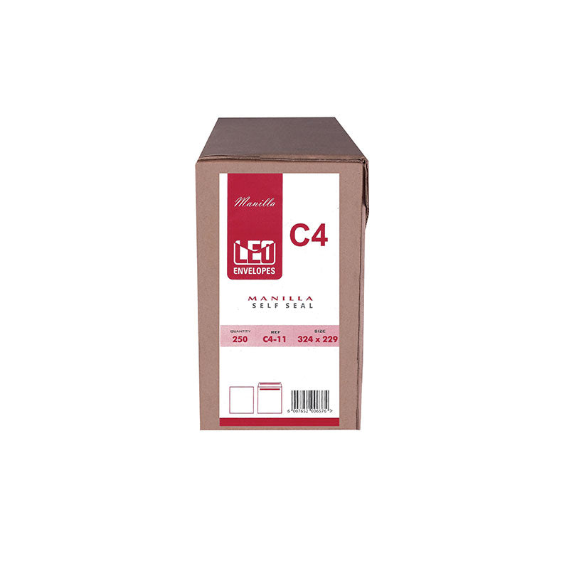 LEO C4 Manilla Self Seal Envelopes, 324 x 229mm, Box 250