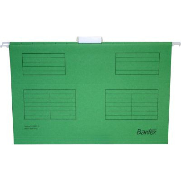 Bantex Foolscap grass green suspension files - pack of 10