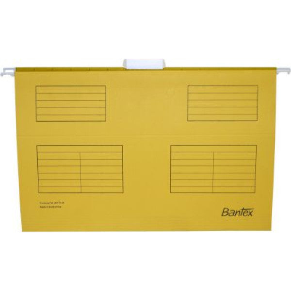 Bantex Foolscap yellow suspension files - pack of 10