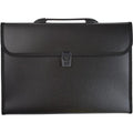 Black Donau expanding file with carrying handle and front fastening.