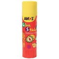 AMOS 22g glue stick with a yellow cap and red animal-design label.