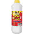 AMOS white craft glue 1 litre bottle with a yellow screw cap and red label.