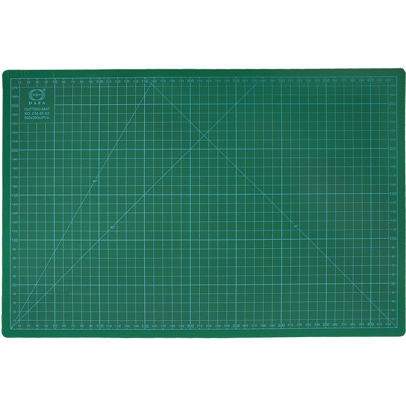 Trefoil A3 green cutting mat with printed measurement grid.
