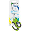 Trefoil 210mm premium scissors with green and black handles in retail packaging.