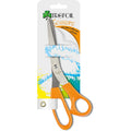 Trefoil 210mm scissors with orange handles in retail packaging.