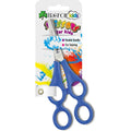Trefoil Kids training scissors with blue double handles in retail packaging.
