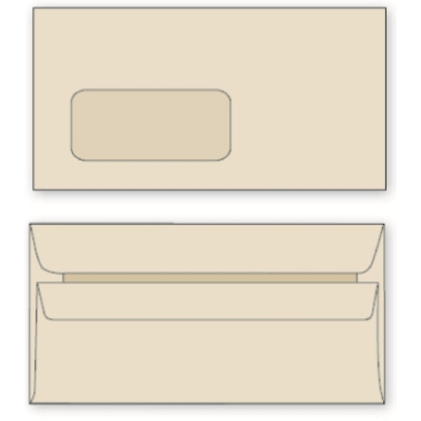LEO DL manilla window self seal envelopes, box of 500