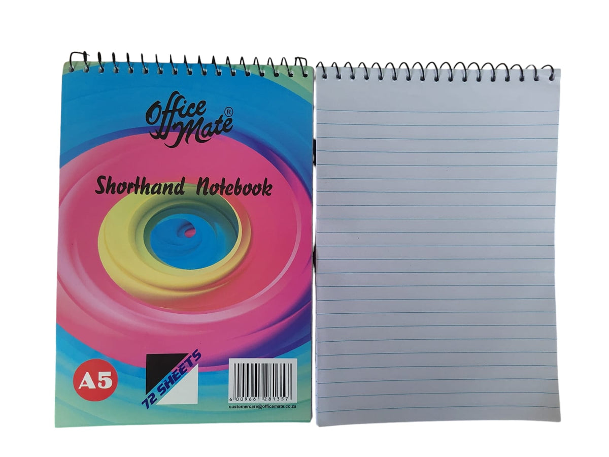 Office Mate A5 72 Sheet Shorthand Notebook with Centre Line