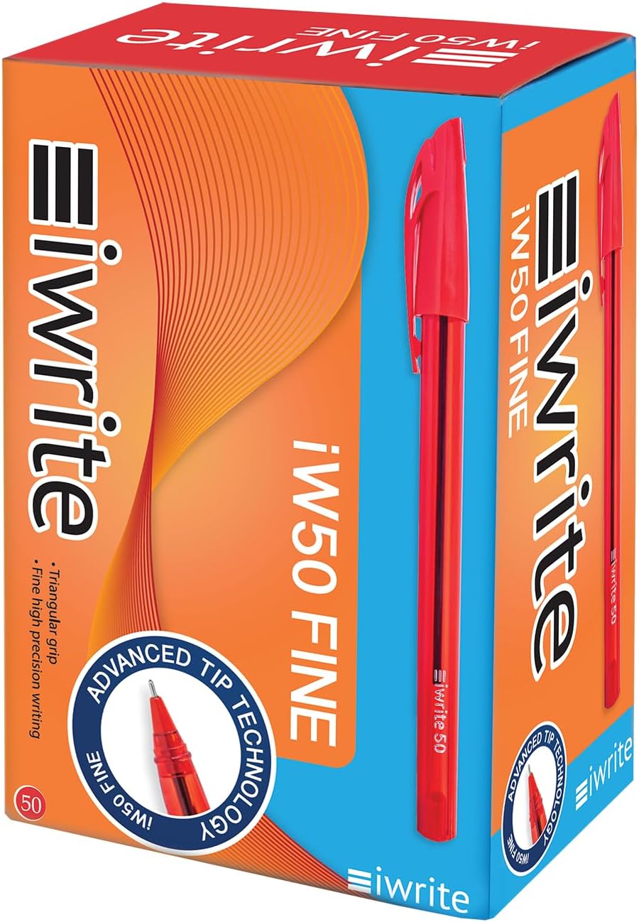iWrite Solid Colour Barrel Ballpoint Pens – Box of 50