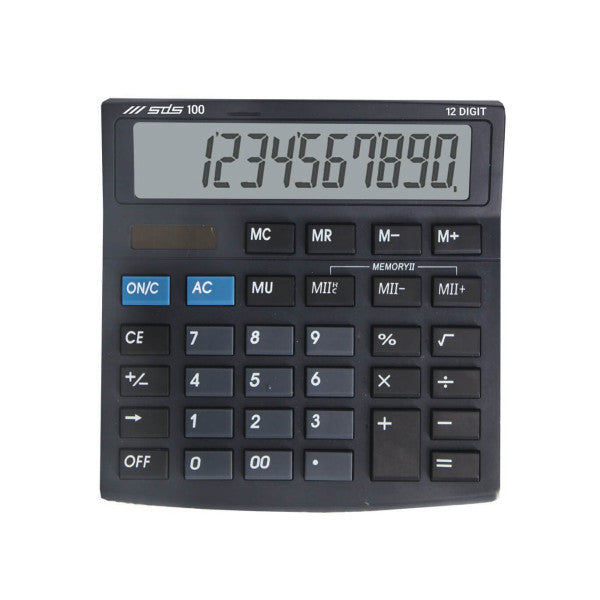 SDS 100 black 12-digit desktop calculator