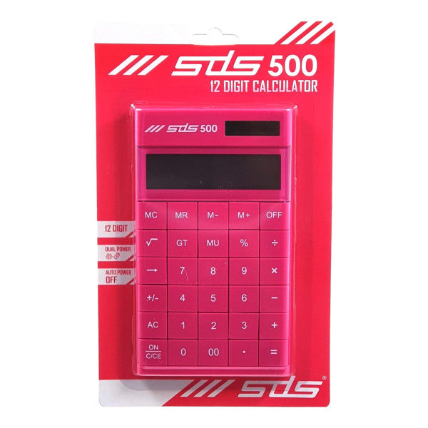 SDS500 pink 12-digit desktop calculator