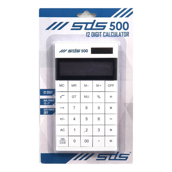 SDS500 white 12-digit desktop calculator