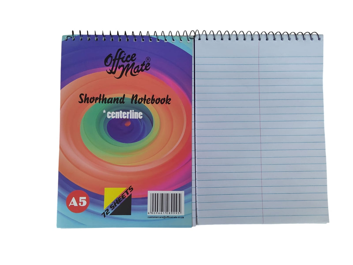 Office Mate A5 72 Sheet Shorthand Notebook without Centre Line
