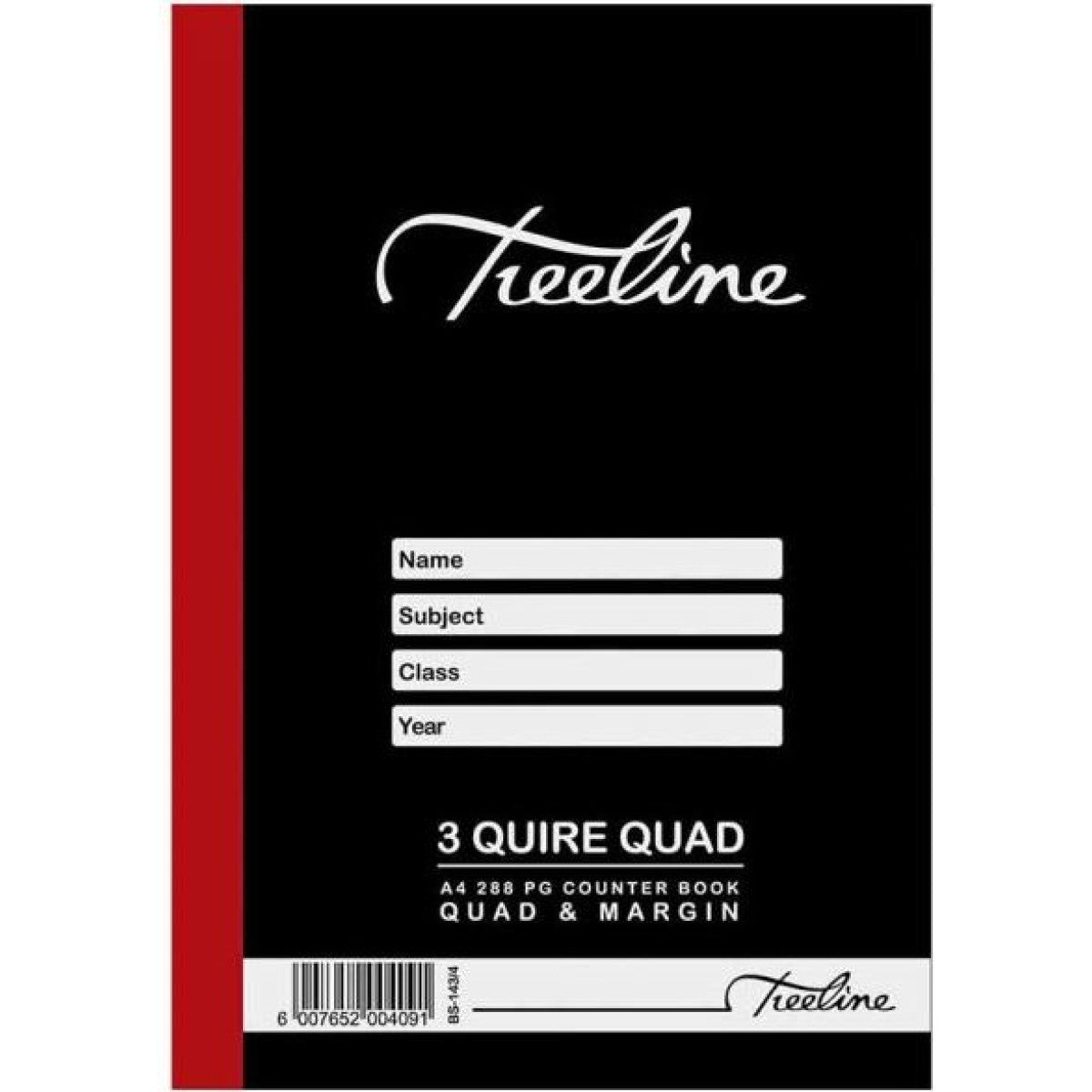 Treeline A4 288 Page Feint & Margin Counter Book