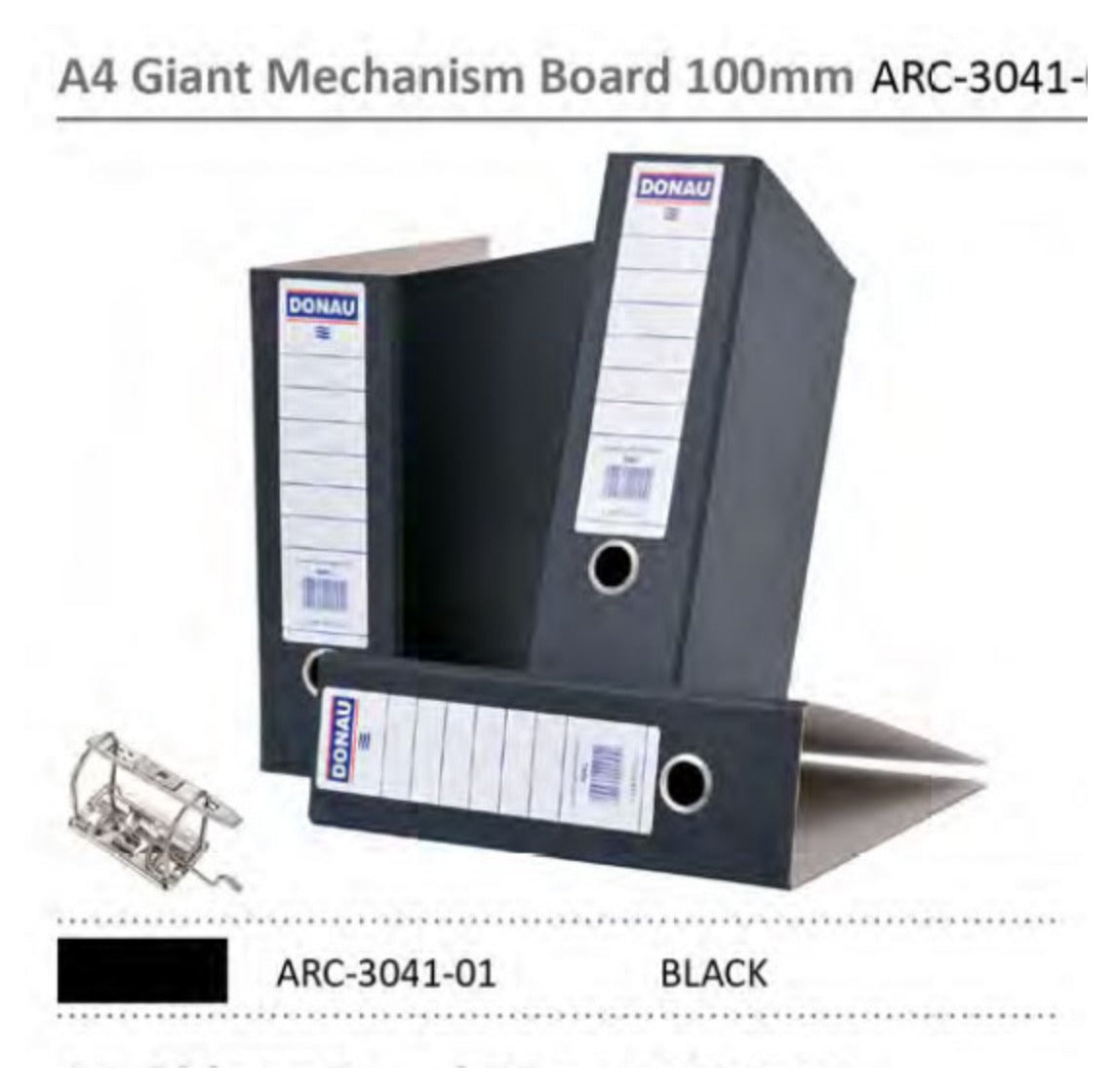 Donau A4 Giant Mechanism Board 100mm lever arch file in black