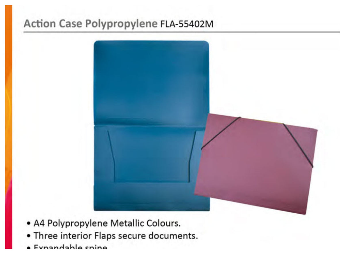 Donau polypropylene action case document wallet in assorted metallic colours