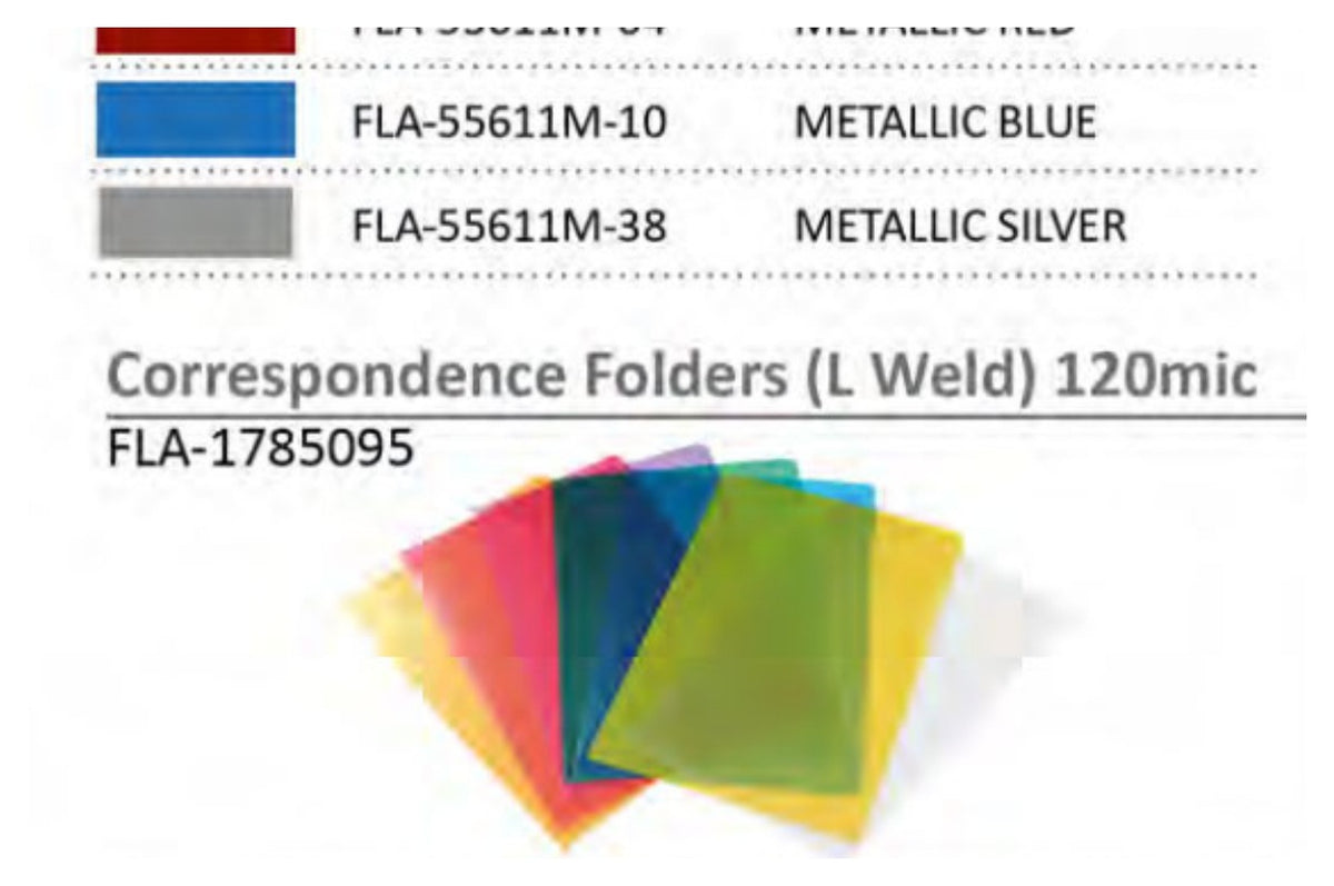 Donau 120 micron correspondence folders in assorted colours