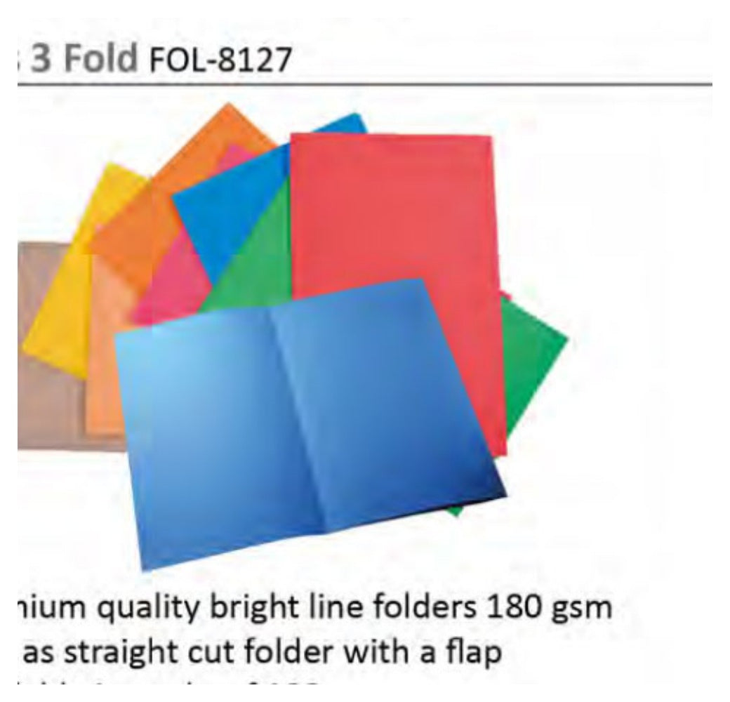 Donau 3-Fold 180gsm folders in assorted colours
