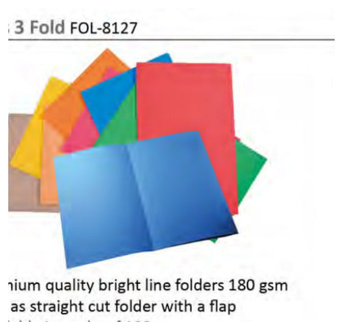 Donau 3-Fold 180gsm folders in assorted colours