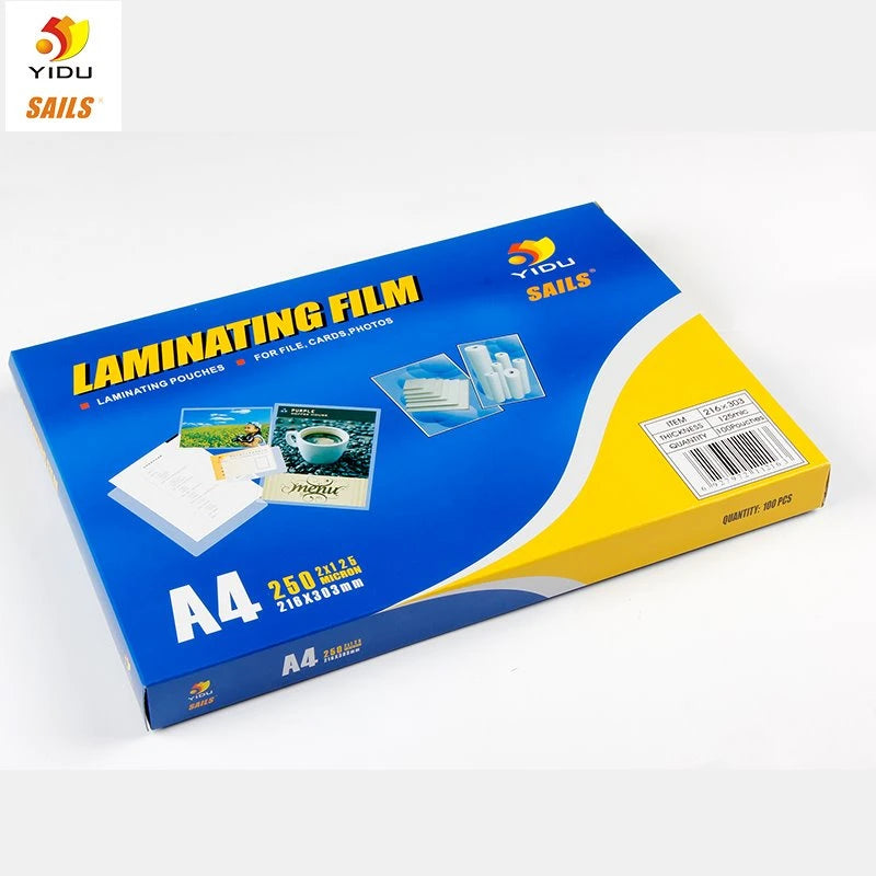 YIDU A4 clear laminating pouches 250 micron 100 pack