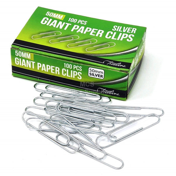 Treeline silver 50 mm gemclips, pack of 100