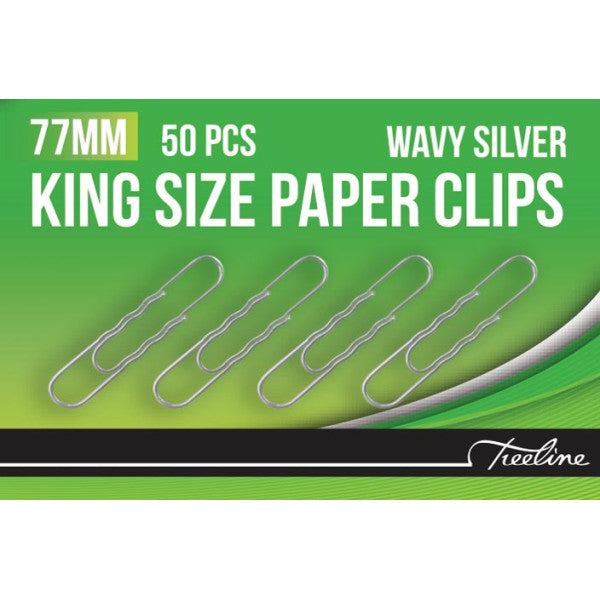 Treeline silver wavy 77 mm gemclips, pack of 50