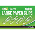 Treeline 33mm white PVC coated paper clips, pack of 100