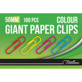 Treeline 50mm assorted PVC coated paper clips, pack of 100