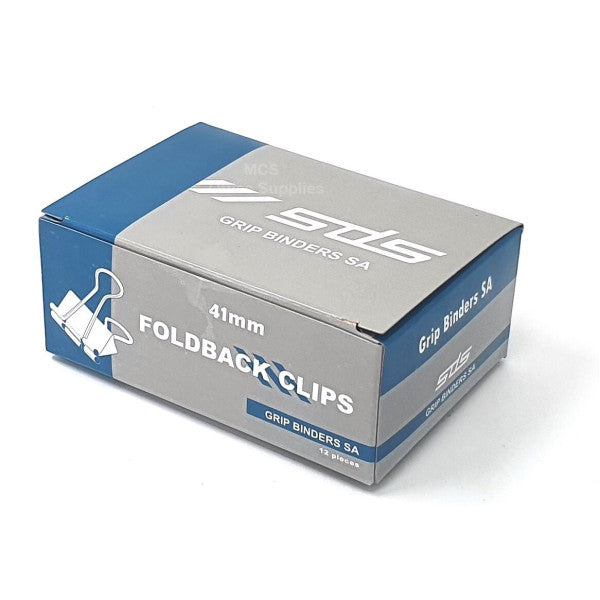 SDS black 41 mm foldback clips, box of 12