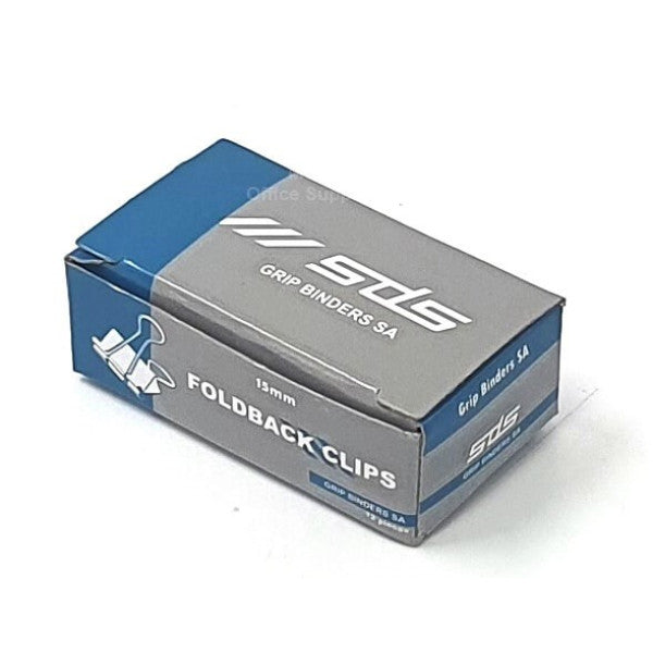 SDS black 15 mm foldback clips, box of 12