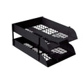 Treeline black desk letter tray set with two trays and risers